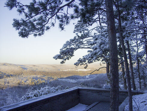 Vue du sommet Auberge de la Montagne Coupée Lanaudière Hiver